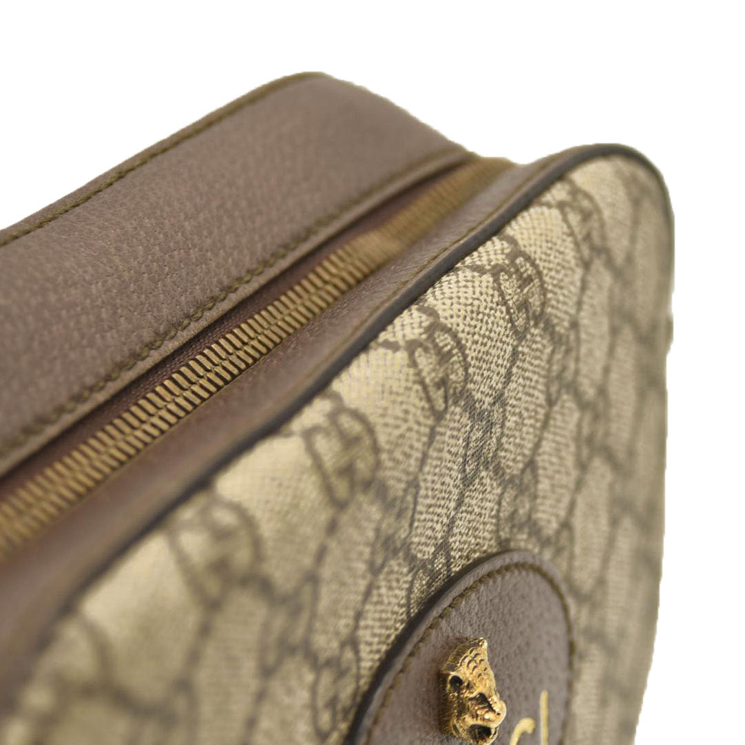 USED GUCCI GG Supreme Monogram Web Neo Vintage Shoulder Bag Beige New Acero Crop