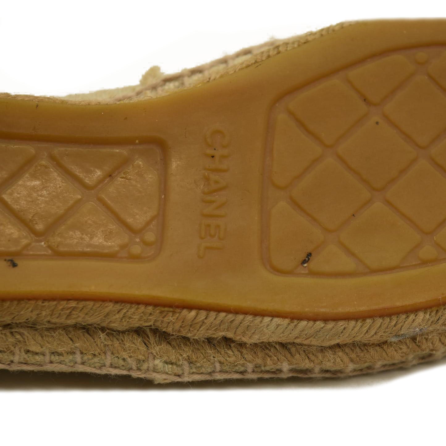 Chanel Lambskin Espadrilles Beige Black 7.5 US