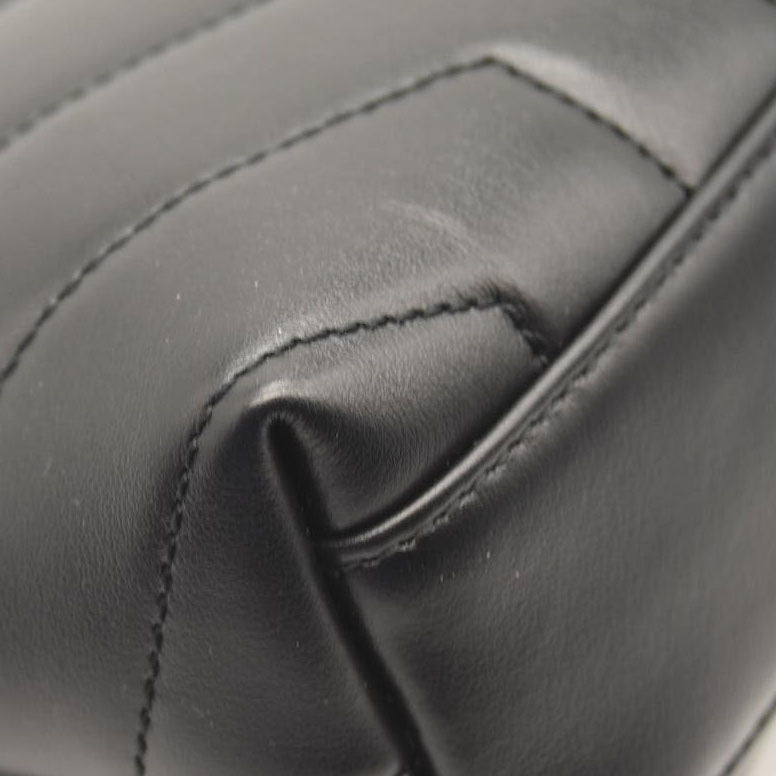 SAINT LAURENT Calfskin Y Quilted Monogram Monochrome Toy Loulou Crossbody Bag Black