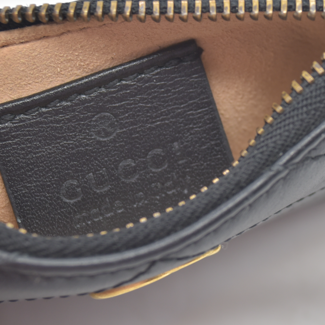 $480 Gucci Calfskin Matelasse GG Marmont Key Case Black