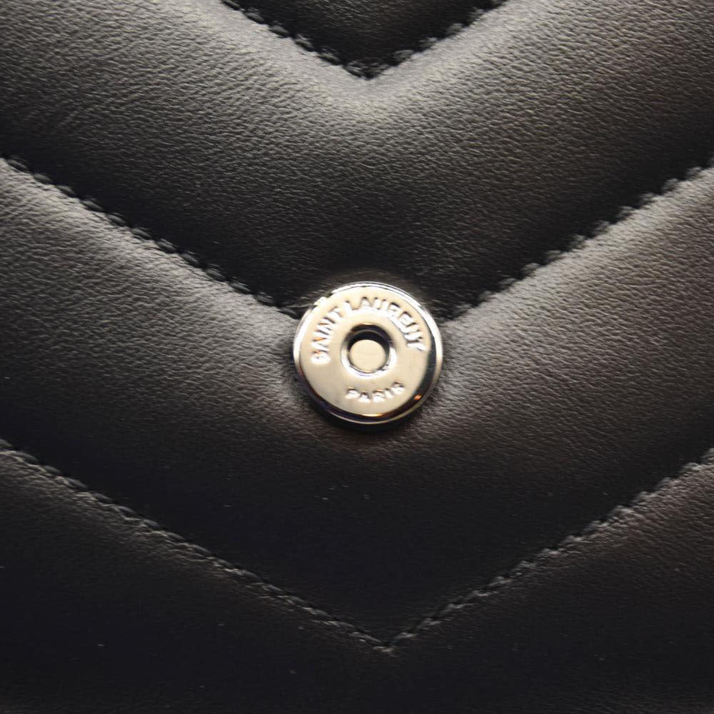 SAINT LAURENT Calfskin Y Quilted Monogram Monochrome Toy Loulou Crossbody Bag Black