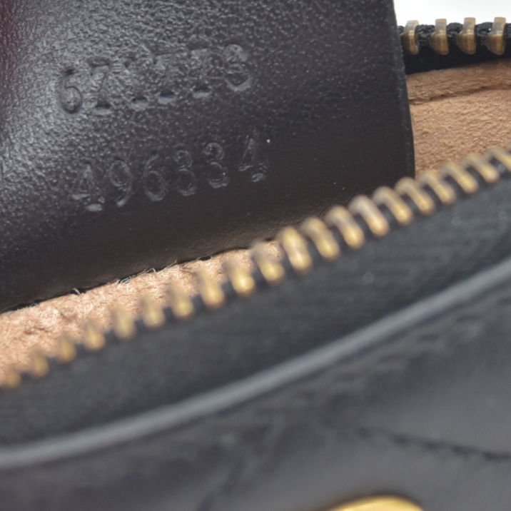 $480 Gucci Calfskin Matelasse GG Marmont Key Case Black