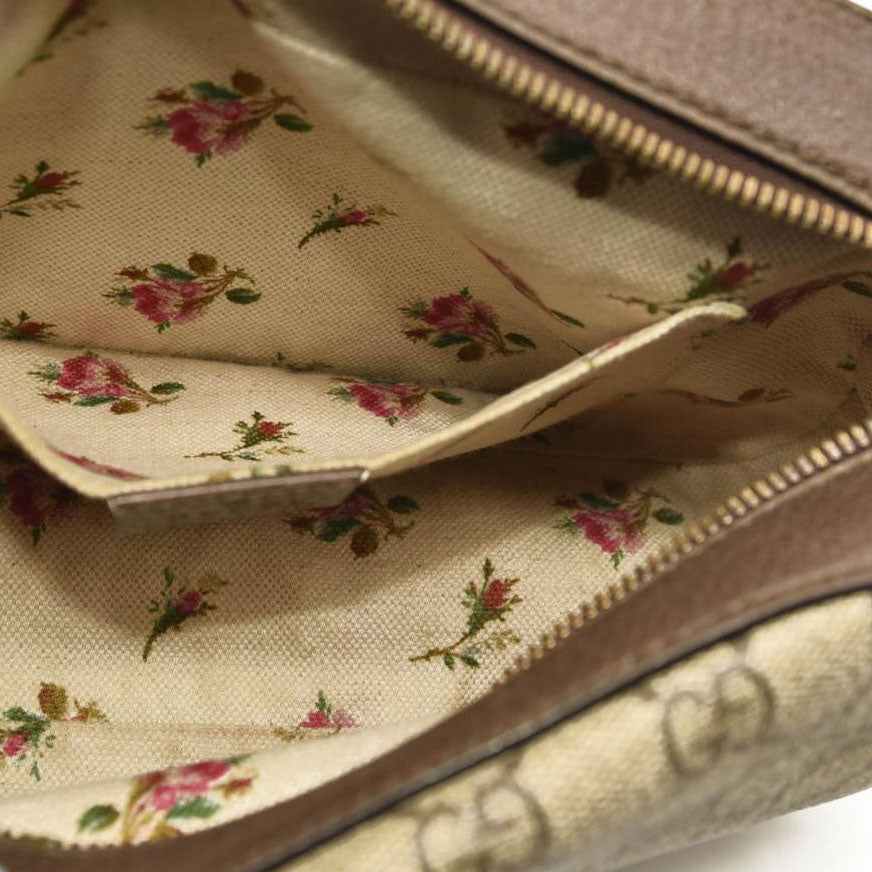 USED GUCCI GG Supreme Monogram Web Neo Vintage Shoulder Bag Beige New Acero Crop