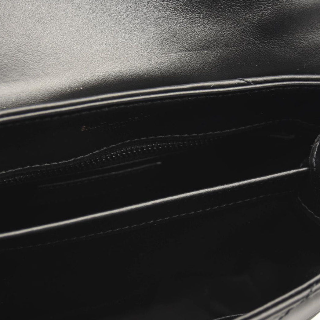 SAINT LAURENT Calfskin Y Quilted Monogram Monochrome Toy Loulou Crossbody Bag Black