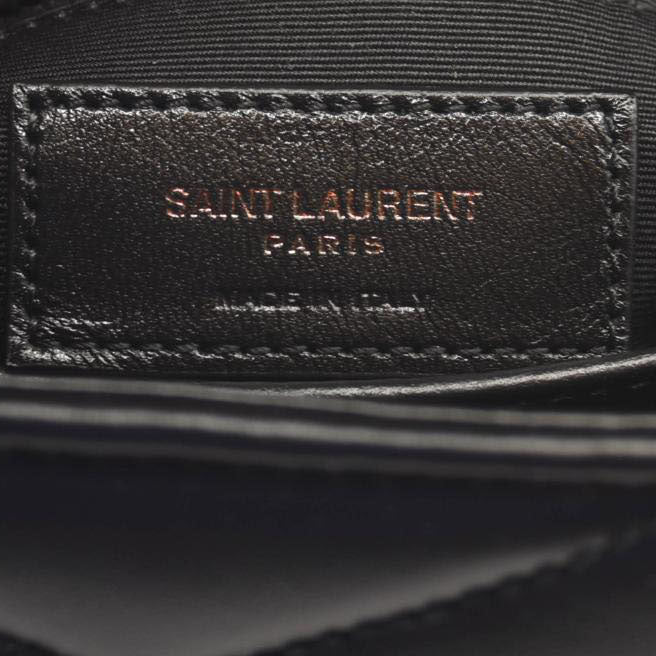 SAINT LAURENT Calfskin Y Quilted Monogram Monochrome Toy Loulou Crossbody Bag Black