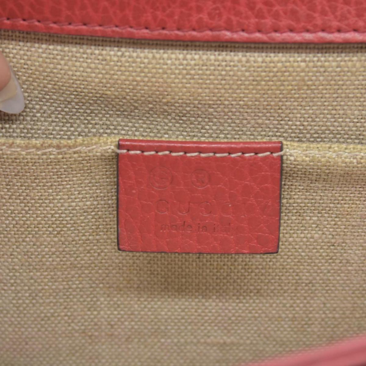 $1550 Gucci  Dollar Calfskin Interlocking G Shoulder Bag Red CONSIGNMENT