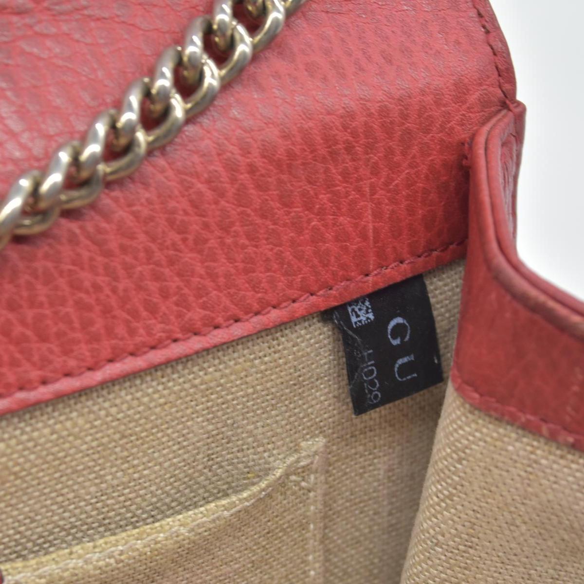 $1550 Gucci  Dollar Calfskin Interlocking G Shoulder Bag Red CONSIGNMENT