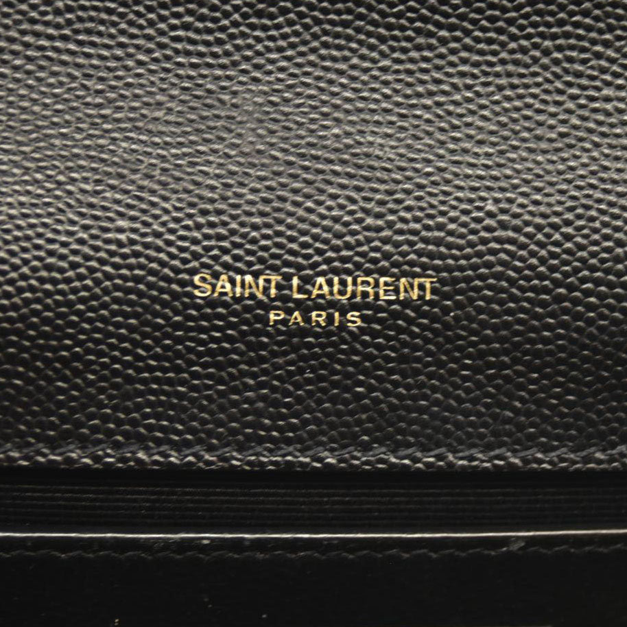 SAINT LAURENT Grain De Poudre Small Classic Monogram Kate Satchel Black