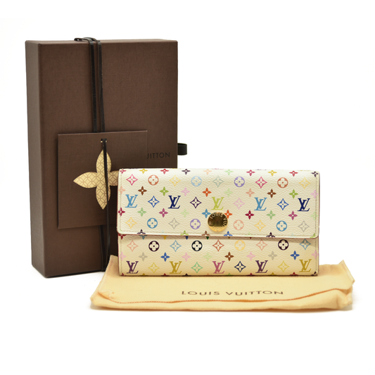 Louis Vuitton  Monogram Muakami Sarah Wallet White Pink CA2112