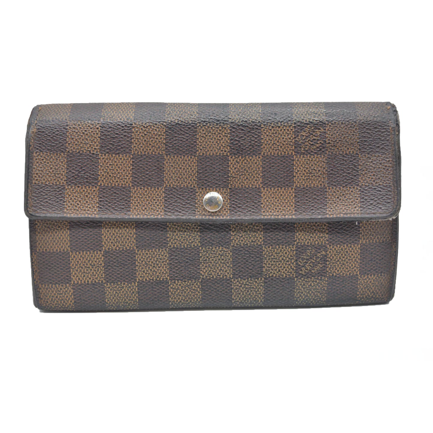 $770 Louis Vuitton Damier Porte Feuille Sarah Long Bifold Wallet Brown