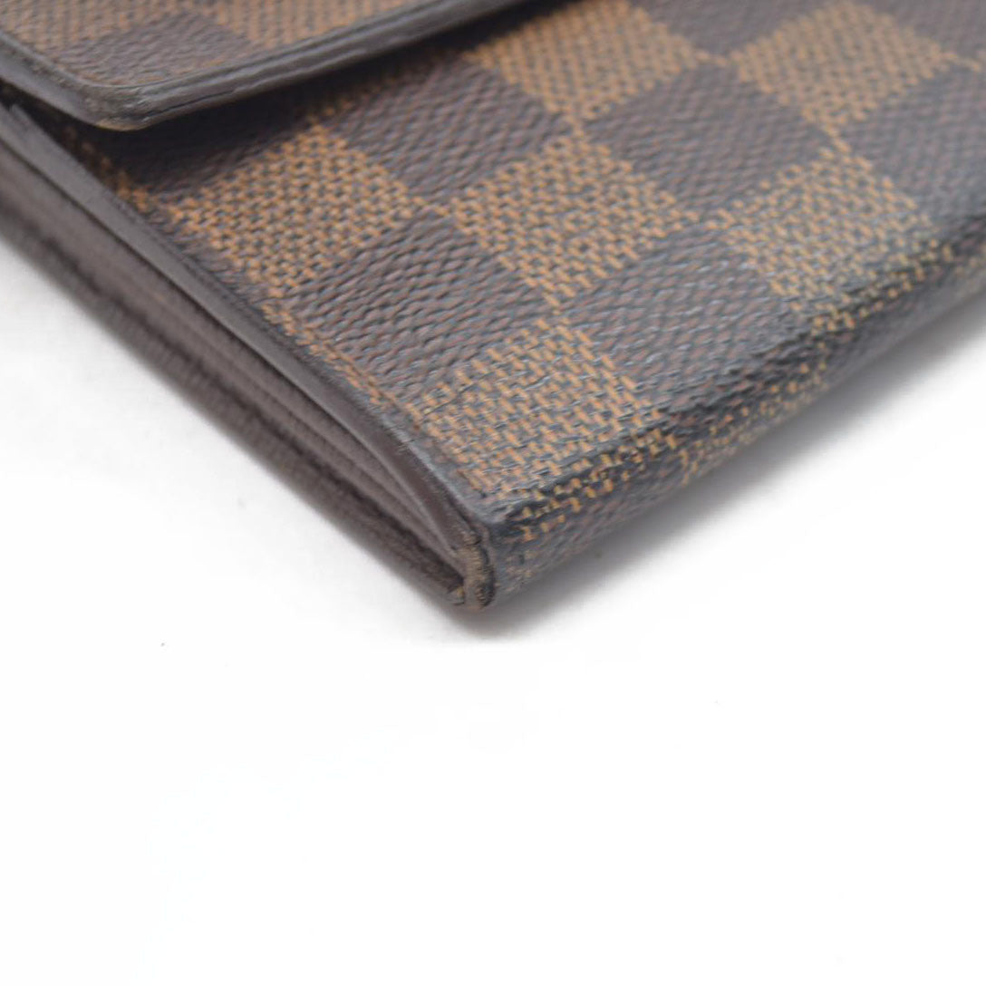 $770 Louis Vuitton Damier Porte Feuille Sarah Long Bifold Wallet Brown