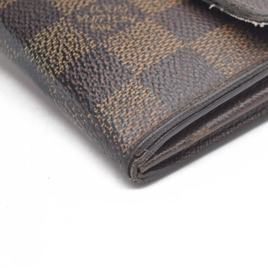 $770 Louis Vuitton Damier Porte Feuille Sarah Long Bifold Wallet Brown