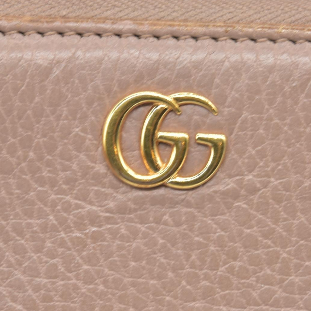 $660 Gucci GG Marmont Zip Around Wallet Beige Leather - CONSIGNMENT