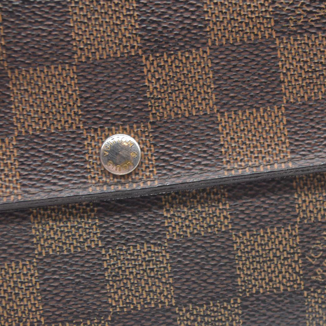 $770 Louis Vuitton Damier Porte Feuille Sarah Long Bifold Wallet Brown