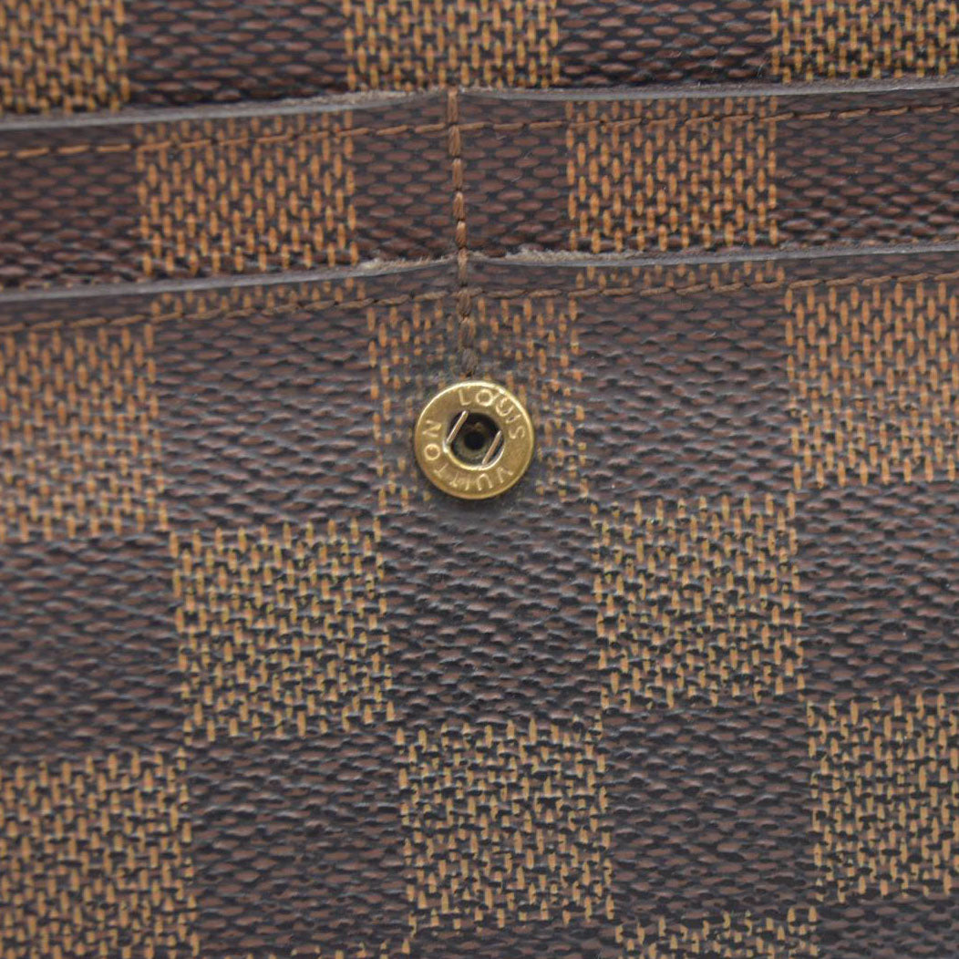 $770 Louis Vuitton Damier Porte Feuille Sarah Long Bifold Wallet Brown