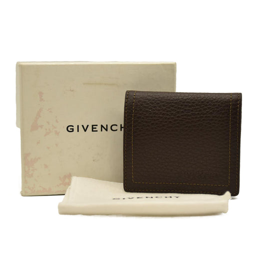 GIVENCHY Leather Coin Purse Wallet Brown