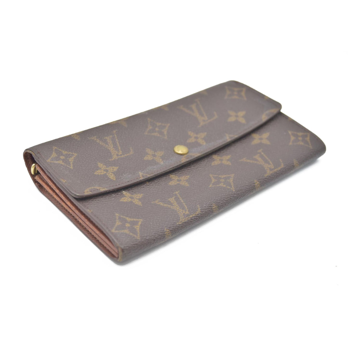 $770 Louis Vuitton Monogram Portefeiulle Sarah Long Bifold Wallet Brown SD0090