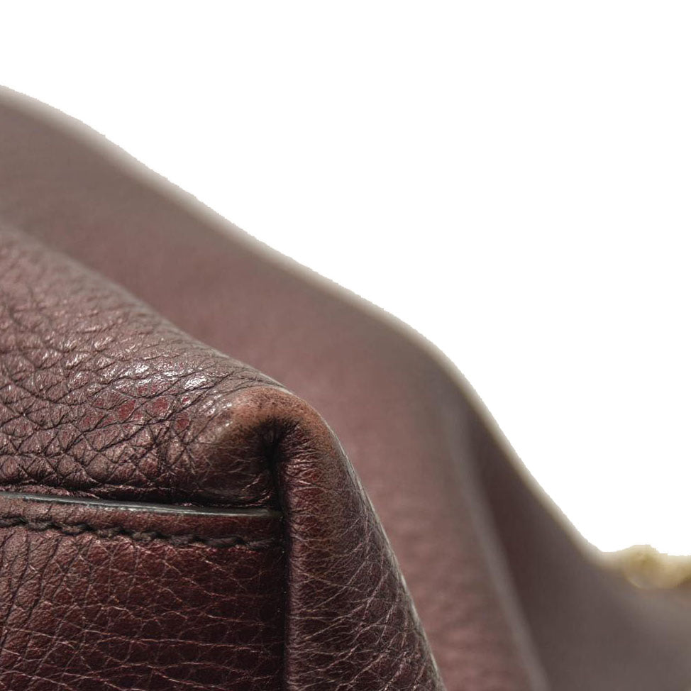 USED GUCCI Pebbled Calfskin Medium Soho Chain Shoulder Bag Metallic Purple