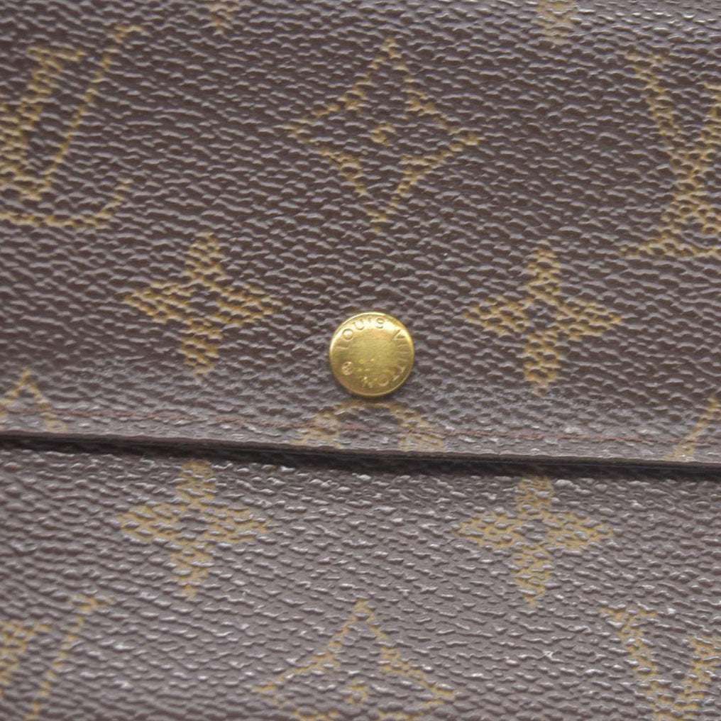$770 Louis Vuitton Monogram Portefeiulle Sarah Long Bifold Wallet Brown SD0090