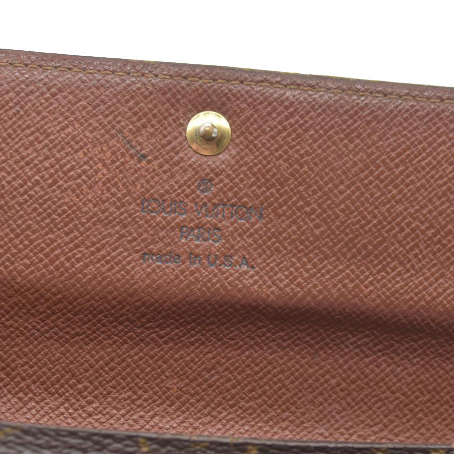 $770 Louis Vuitton Monogram Portefeiulle Sarah Long Bifold Wallet Brown SD0090