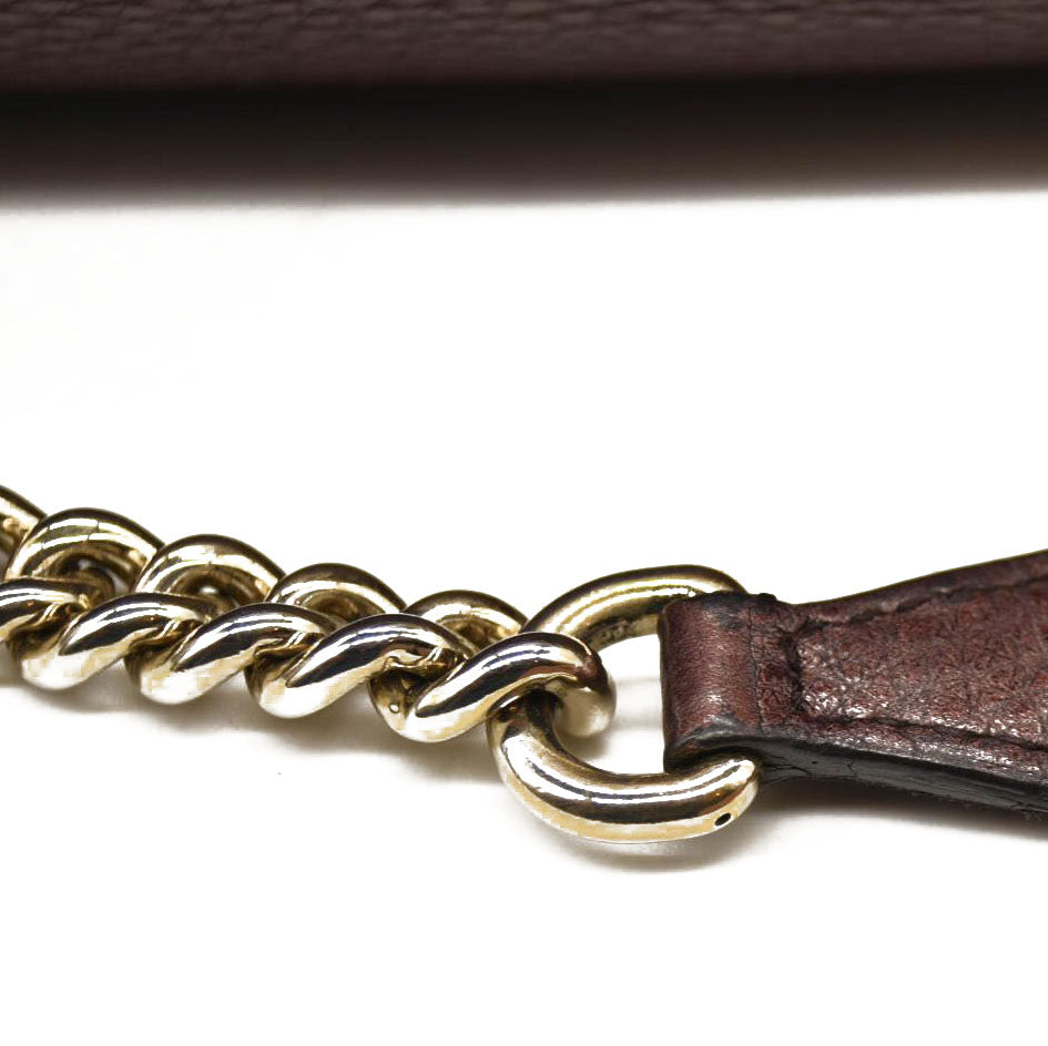 USED GUCCI Pebbled Calfskin Medium Soho Chain Shoulder Bag Metallic Purple