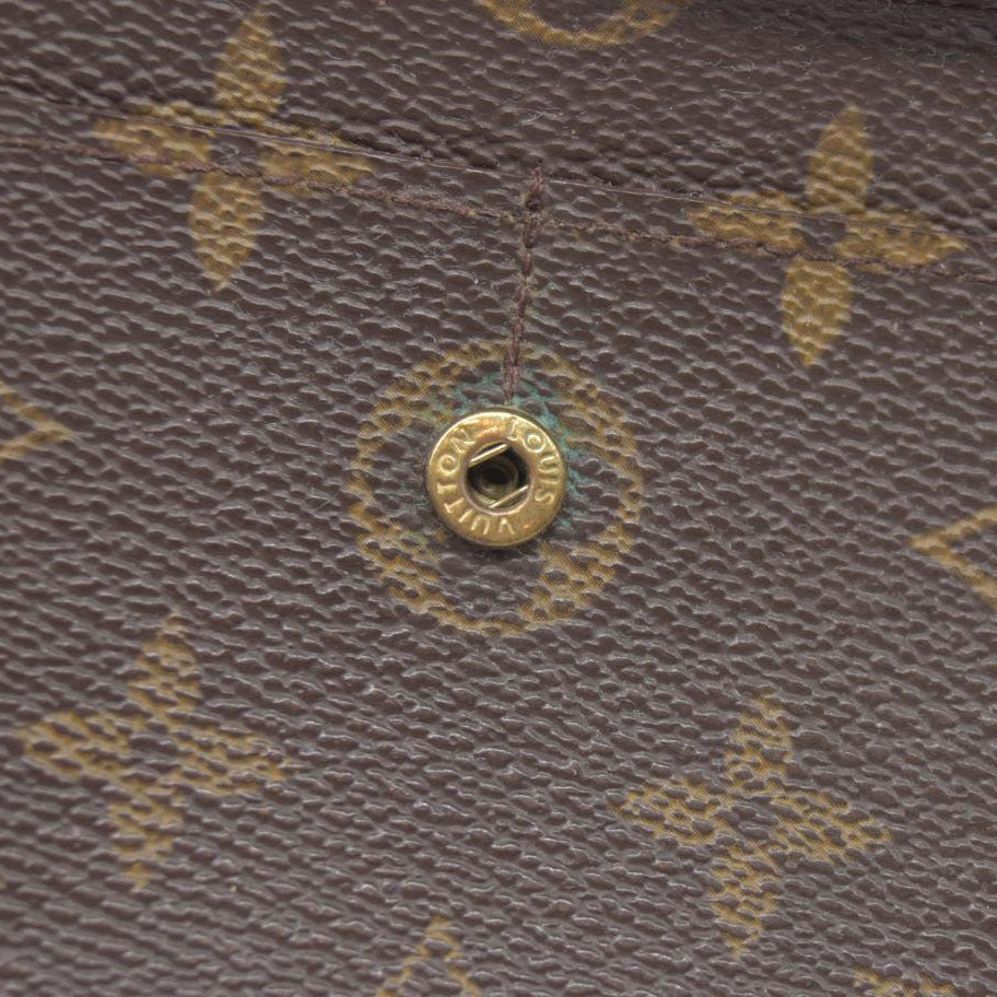 $770 Louis Vuitton Monogram Portefeiulle Sarah Long Bifold Wallet Brown SD0090