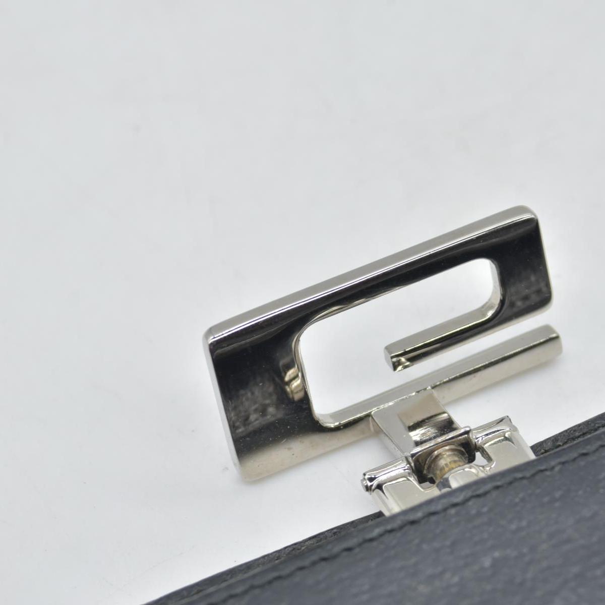$600 Gucci Black Leather Frame Clasp Continental Wallet - Consignment