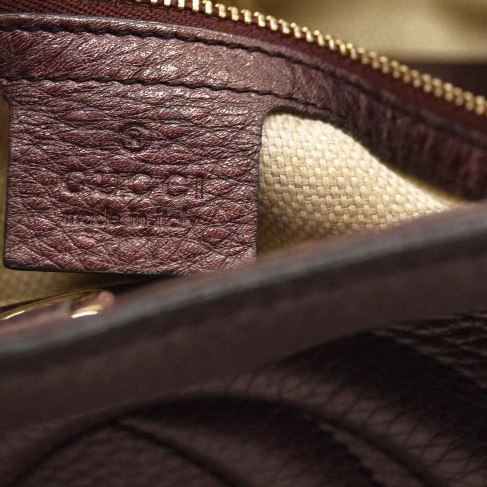 USED GUCCI Pebbled Calfskin Medium Soho Chain Shoulder Bag Metallic Purple