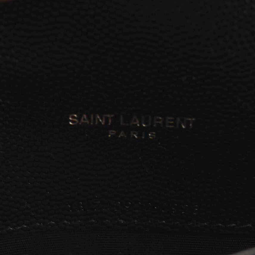 NEW SAINT LAURENT Grain De Poudre Matelasse Chevron Monogram Chain Wallet Black Silver