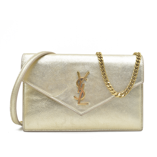 $1490 Saint Laurent Leather Evening Bag