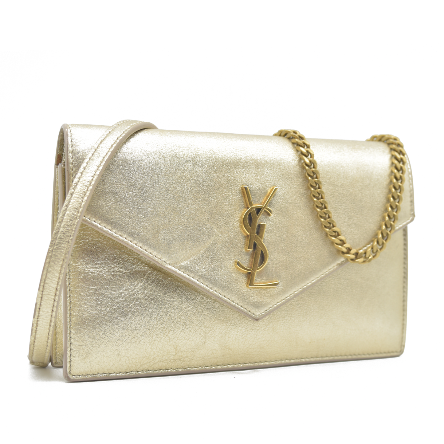 $1490 Saint Laurent Leather Evening Bag