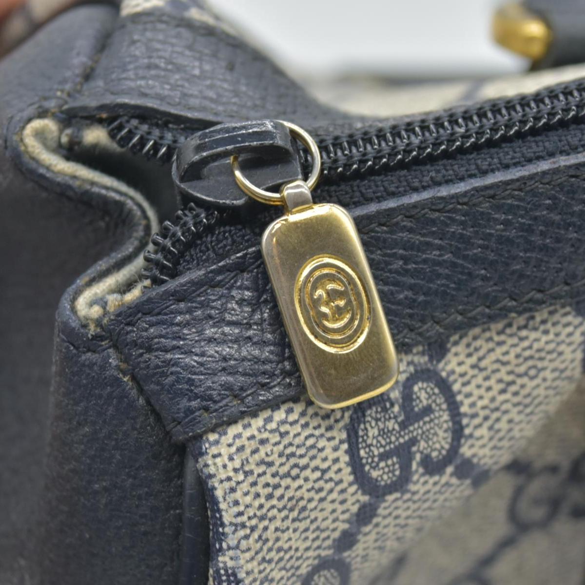 $950 Gucci Vintage GG Monogram Supreme Boston Handbag PVC Leather CONSIGNMENT