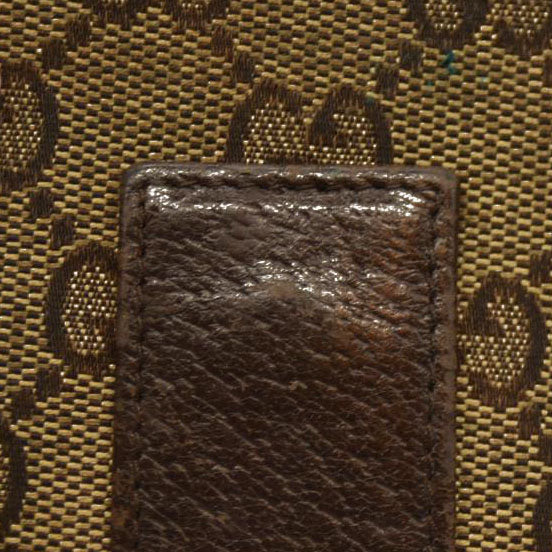 GUCCI GG Logo Canvas Leather Bifold Wallet Beige