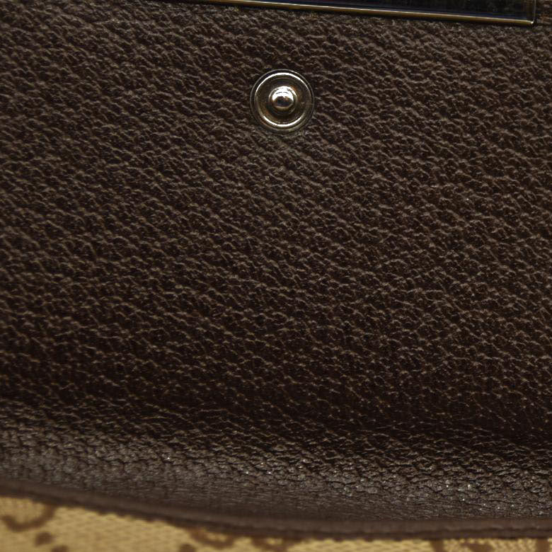 GUCCI GG Logo Canvas Leather Bifold Wallet Beige