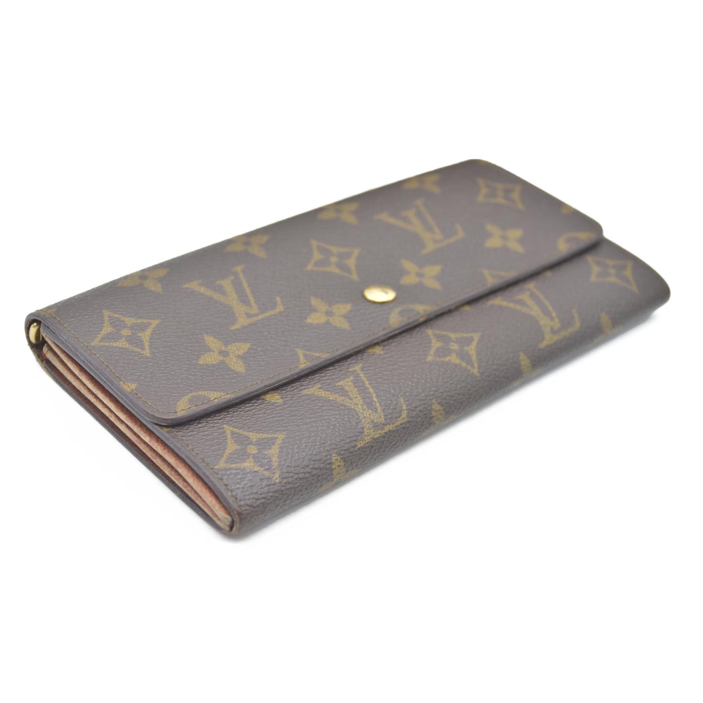 $770 Louis Vuitton Monogram Portefeiulle Sarah Long Bifold Wallet Brown 882AN