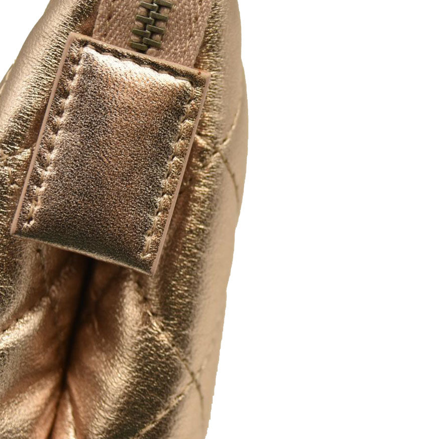 Chanel  Metallic Lambskin Quilted Cosmetic Pouch Gold