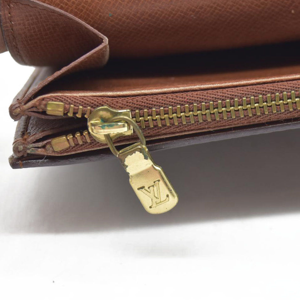 $770 Louis Vuitton Monogram Portefeiulle Sarah Long Bifold Wallet Brown 882AN