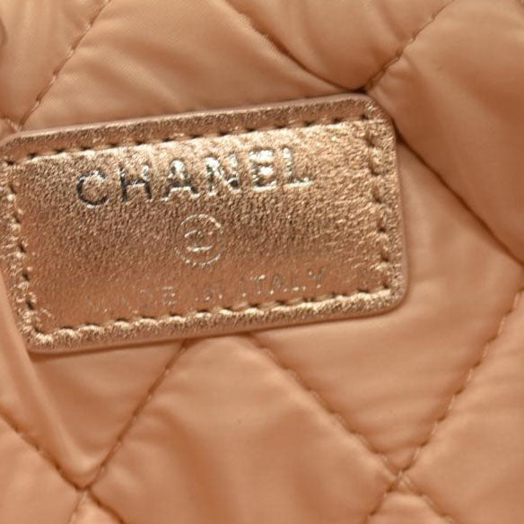 Chanel  Metallic Lambskin Quilted Cosmetic Pouch Gold