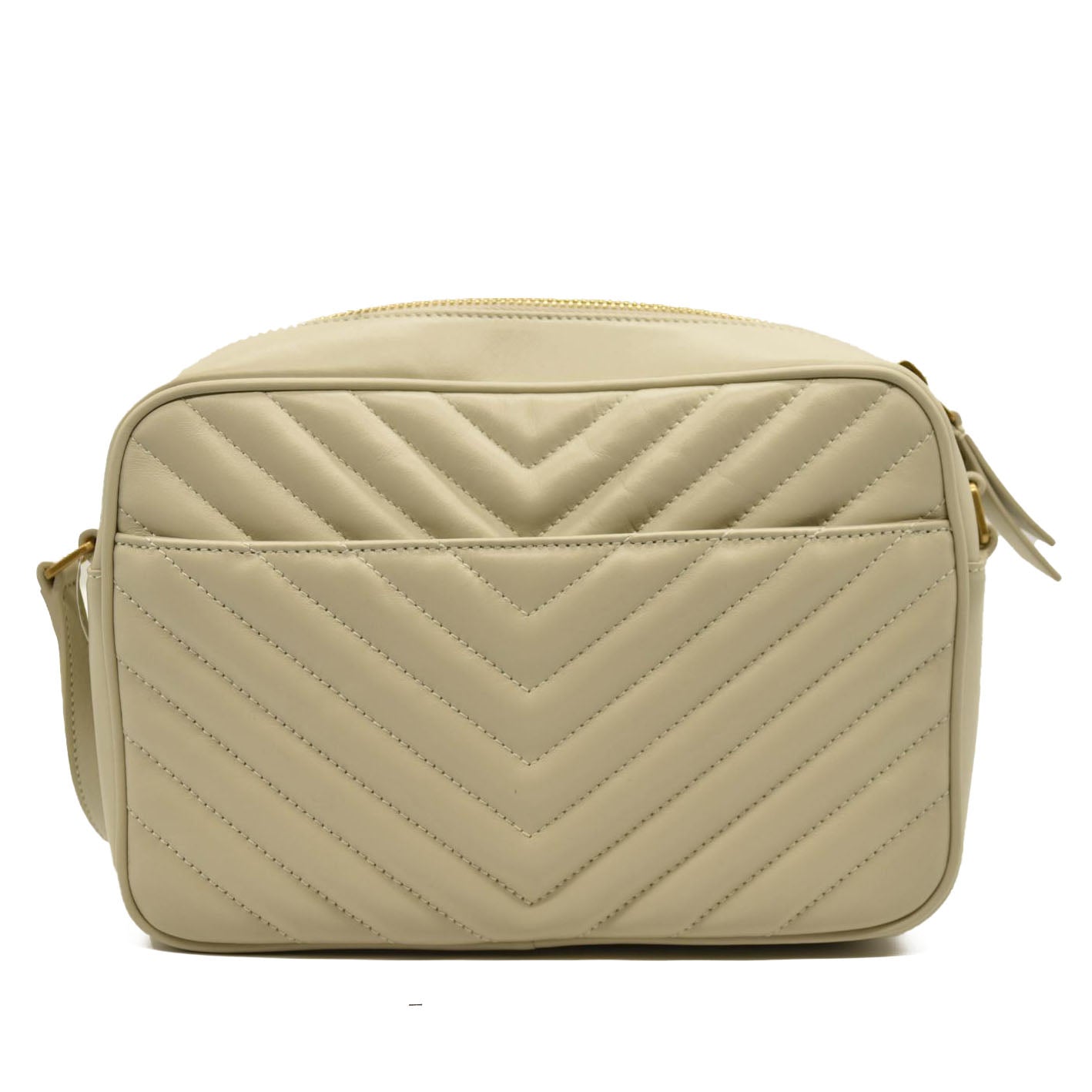 NEW $1690 SAINT LAURENT Calfskin Matelasse Monogram Lou Camera Bag Crema Soft