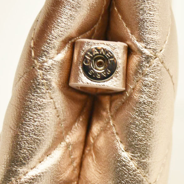 Chanel  Metallic Lambskin Quilted Cosmetic Pouch Gold