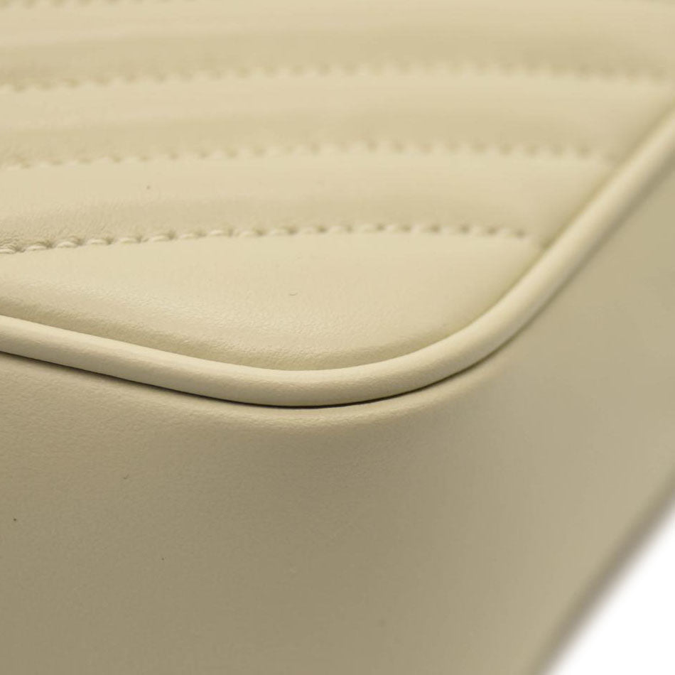 NEW $1690 SAINT LAURENT Calfskin Matelasse Monogram Lou Camera Bag Crema Soft