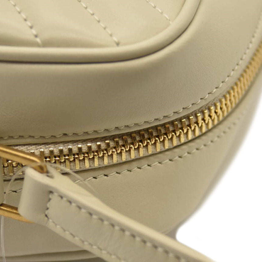 NEW $1690 SAINT LAURENT Calfskin Matelasse Monogram Lou Camera Bag Crema Soft