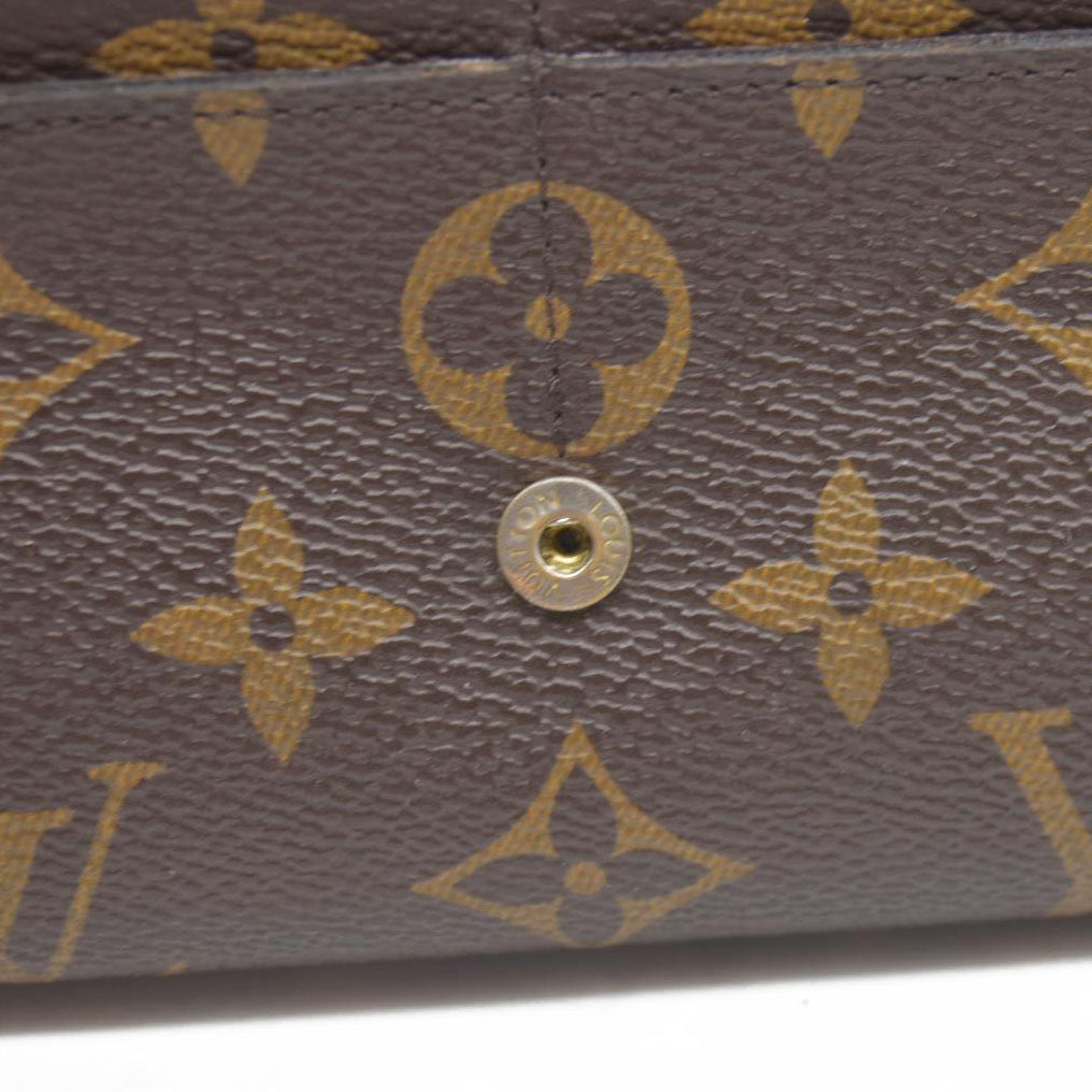 $770 Louis Vuitton Monogram Portefeiulle Sarah Long Bifold Wallet Brown
