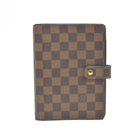 $755 Louis Vuitton Damier Ebene Medium Ring Agenda Cover Consignment NL SP0022 2002