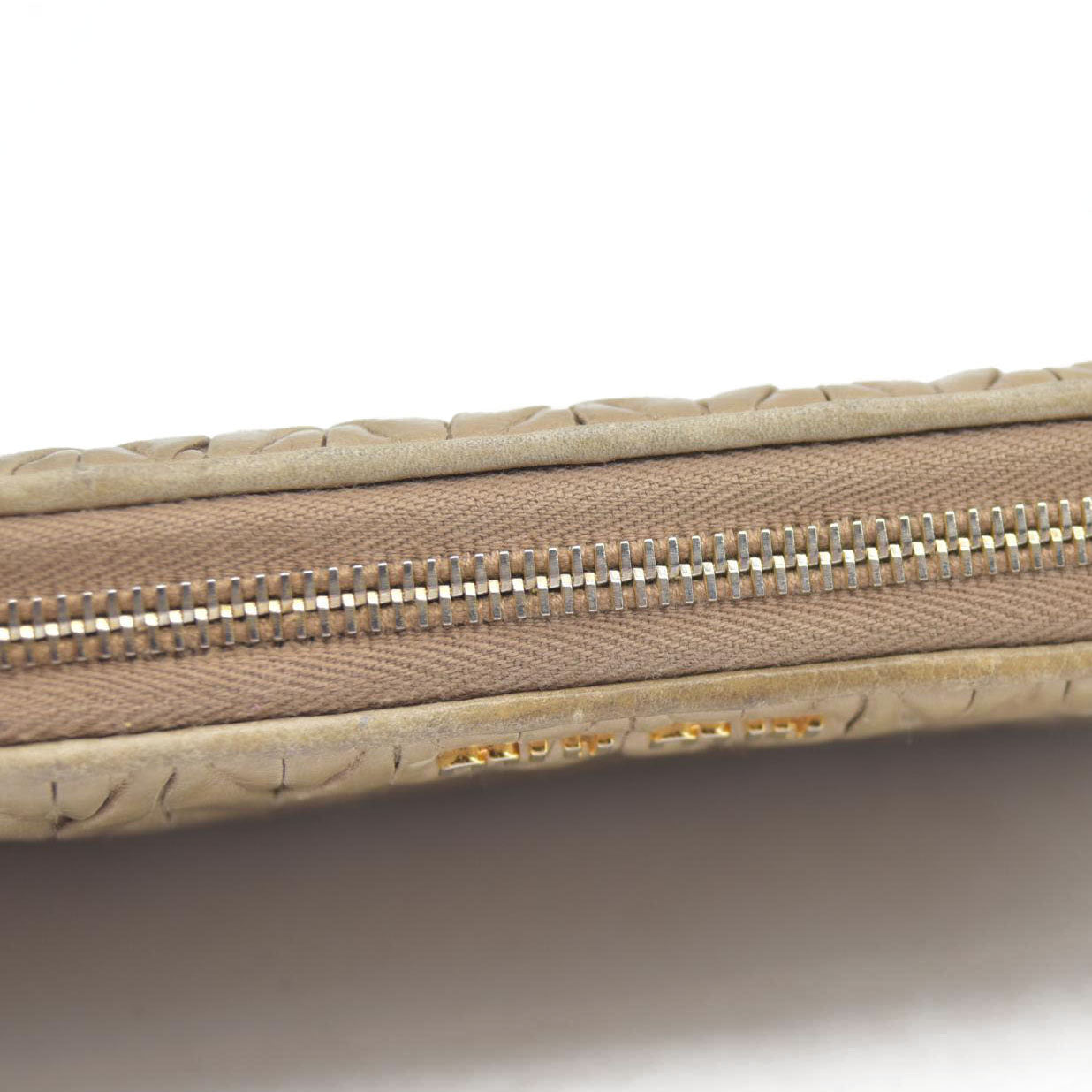 MIU MIU Materasse Leather Zip Around Long Wallet Beige