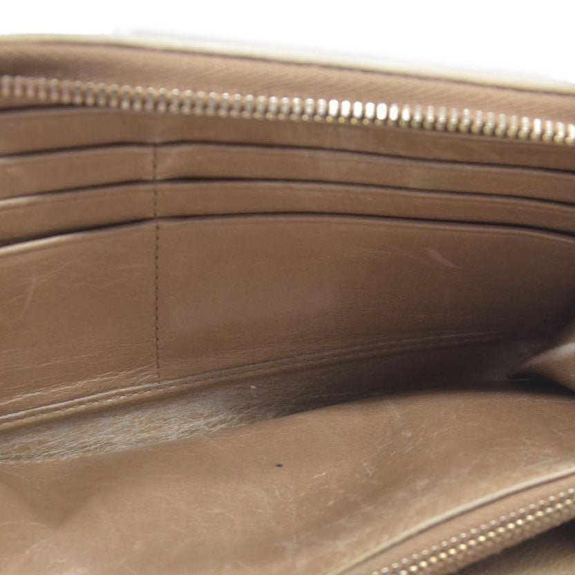 MIU MIU Materasse Leather Zip Around Long Wallet Beige