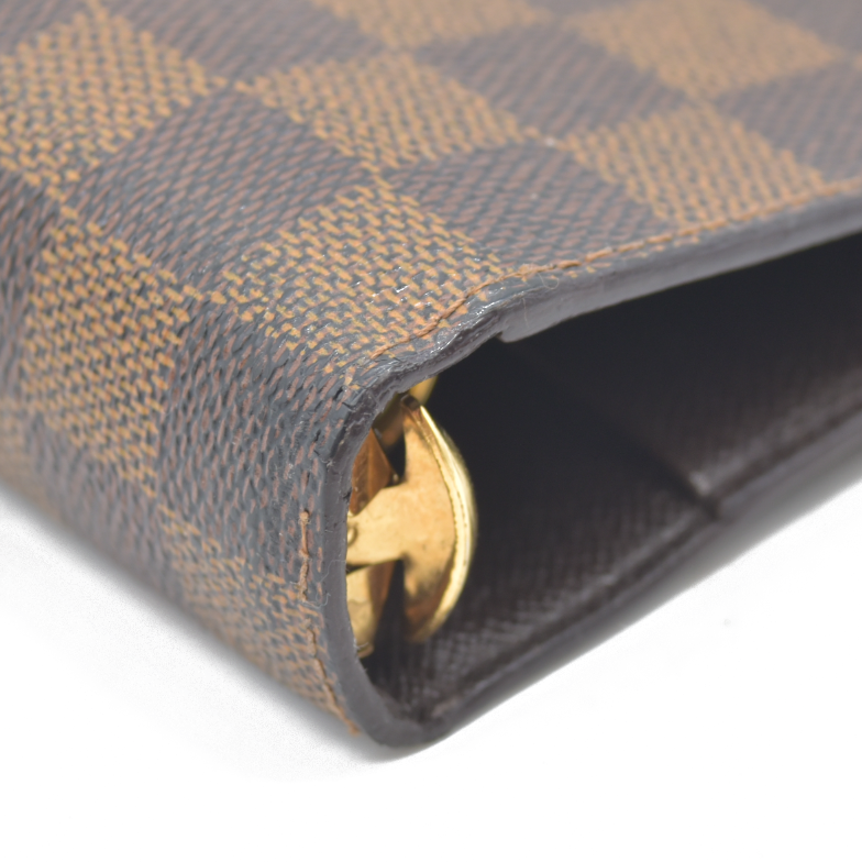 $755 Louis Vuitton Damier Ebene Medium Ring Agenda Cover Consignment NL SP0022 2002