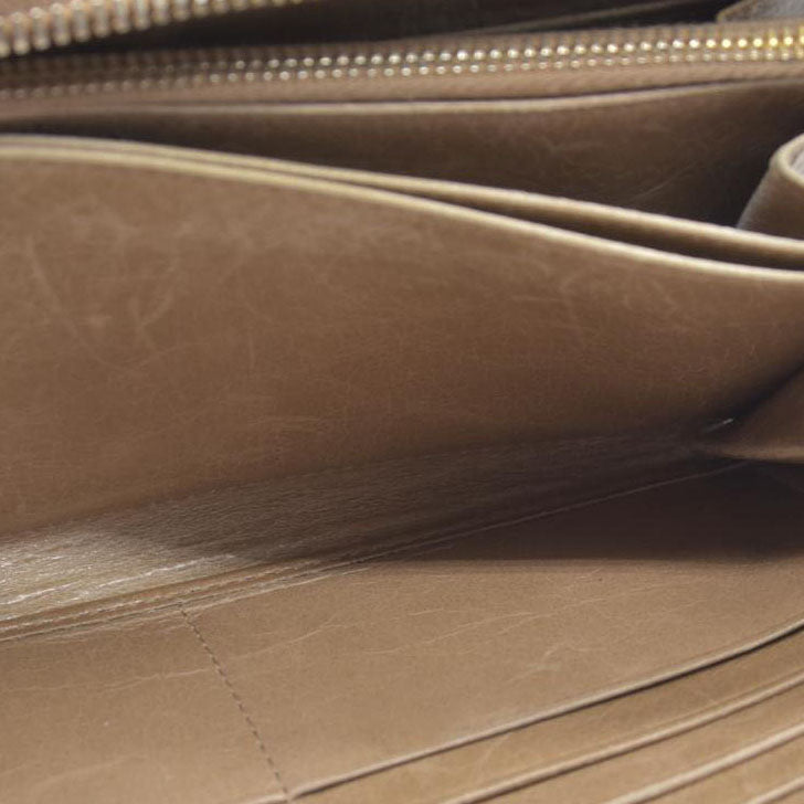 MIU MIU Materasse Leather Zip Around Long Wallet Beige