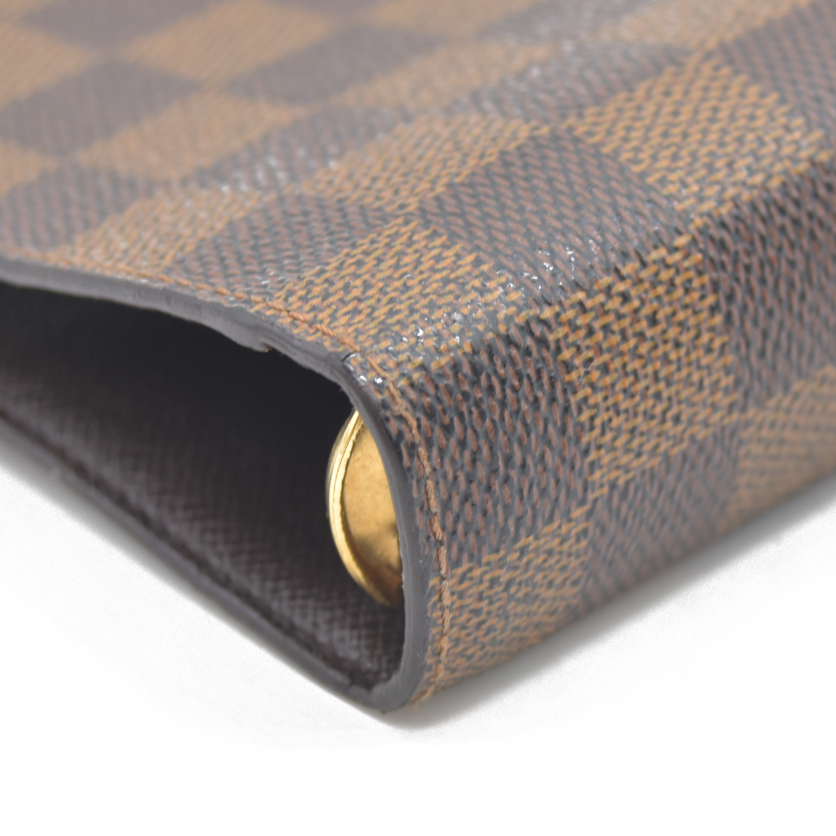 $755 Louis Vuitton Damier Ebene Medium Ring Agenda Cover Consignment NL SP0022 2002