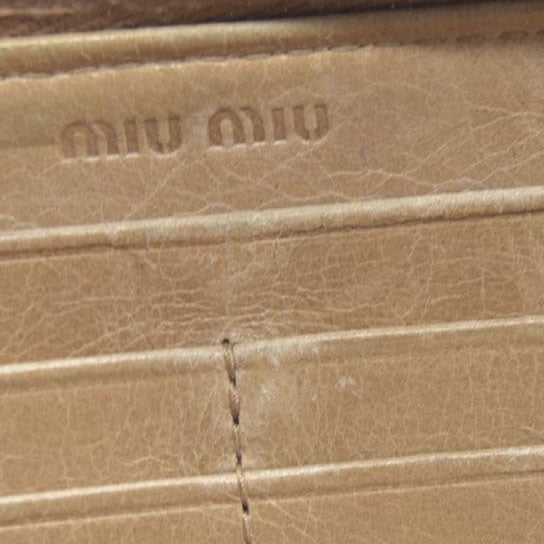 MIU MIU Materasse Leather Zip Around Long Wallet Beige